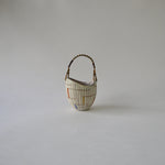 1950's Vintage East German pottery ceramic bowl with rattan handle
