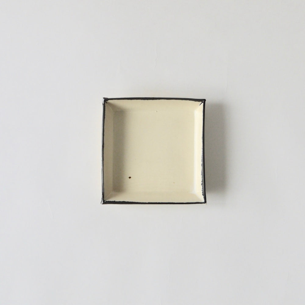 中里花子　四角皿/S/ブルー皮鯨