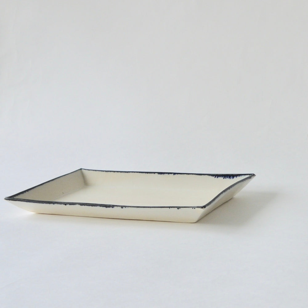 中里花子　長方皿/M/ブルー皮鯨