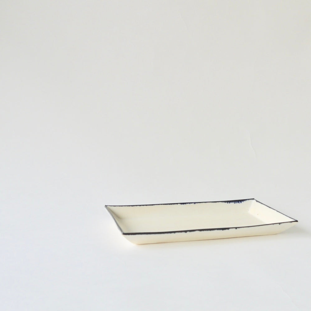 中里花子　長方皿/M/ブルー皮鯨