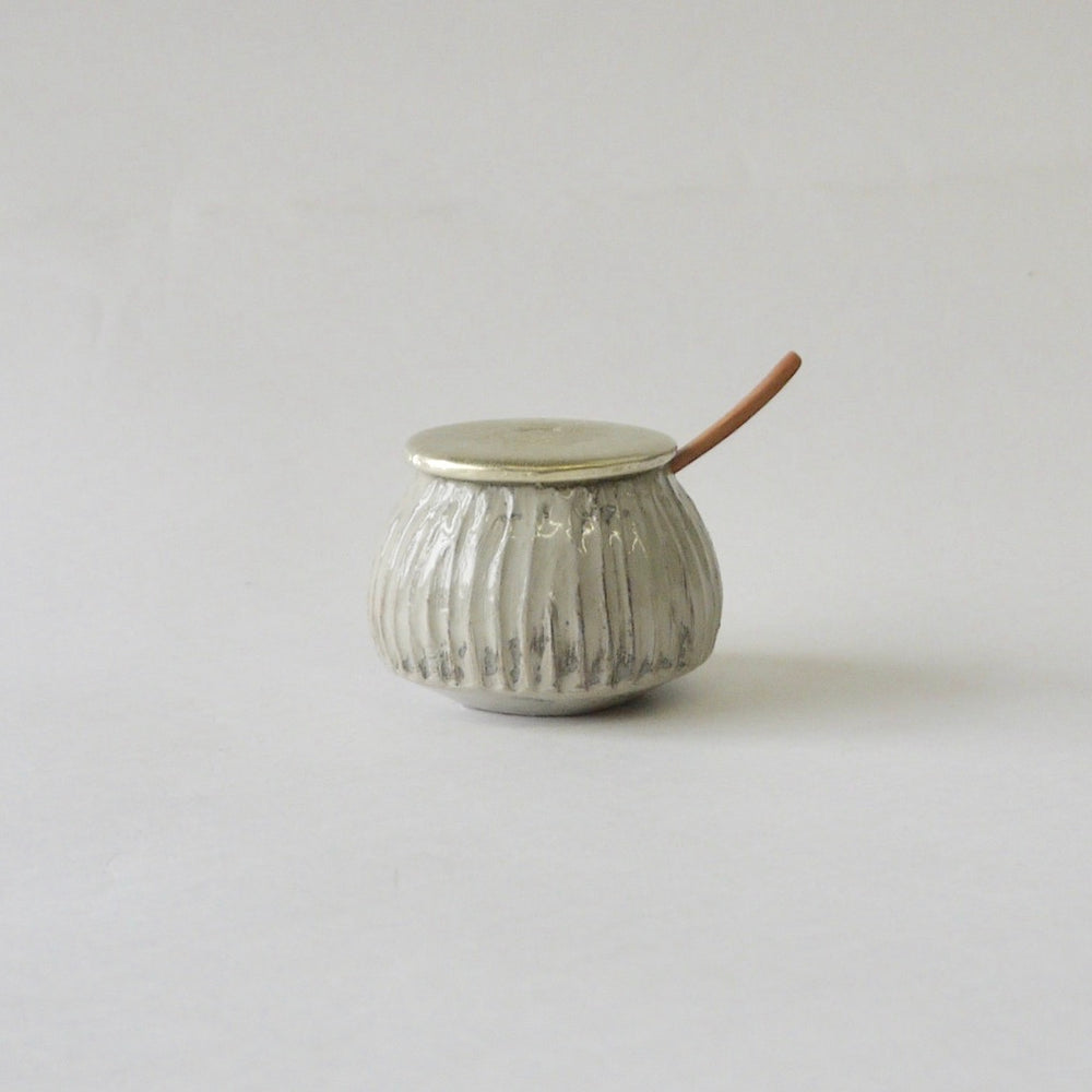 馬場勝文　刷毛目すず蓋シュガーポット（丸）