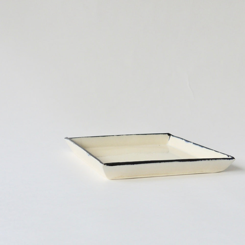 中里花子　四角皿/M/ブルー皮鯨