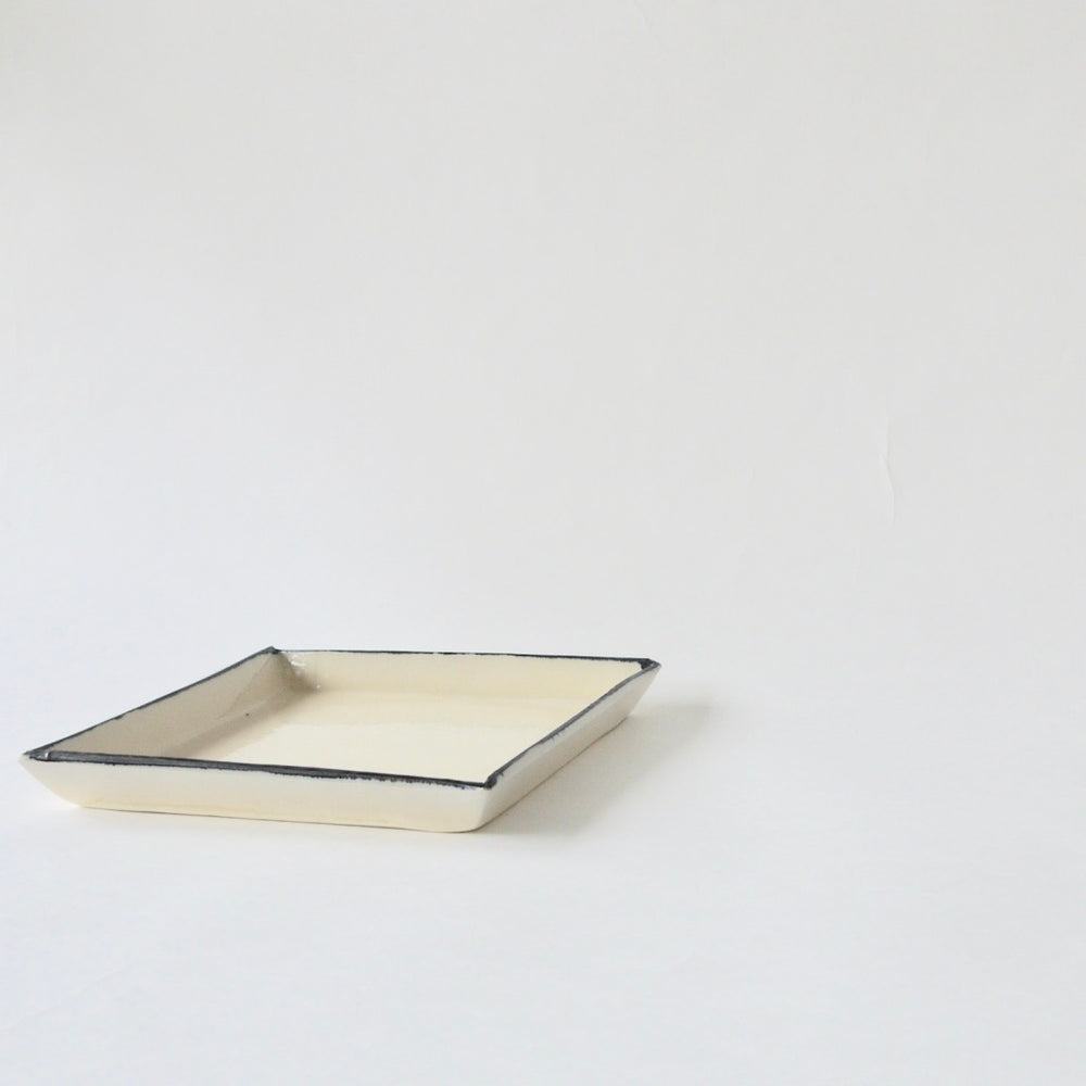 中里花子　四角皿/M/ブルー皮鯨