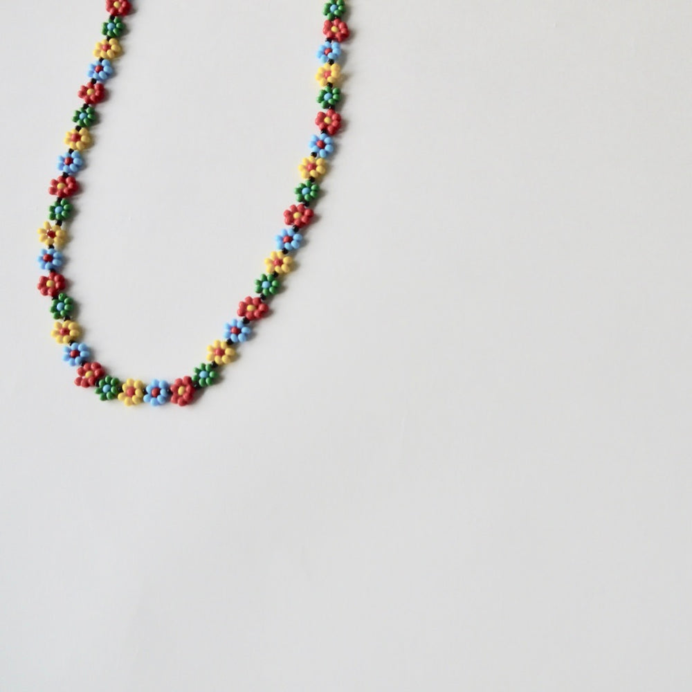BEADED FLOWER NECKLACE (LONG)