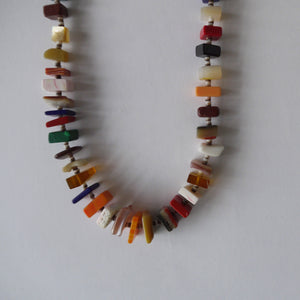 Vintage Native American Heishi Multi Stone Beaded Necklace