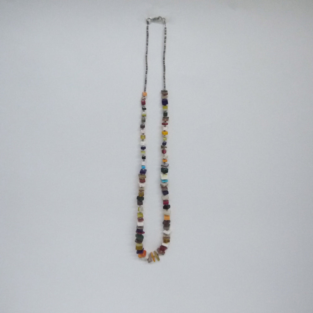 
            
                Load image into Gallery viewer, Vintage Native American Heishi Multi Stone Beaded Necklace
            
        