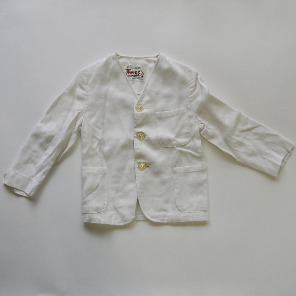 vintage boy's 1950s white linen suit jacket