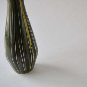 1970's Vintage East German pottery brown green yellow ceramic vase