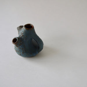 
            
                Load image into Gallery viewer, 1970&amp;#39;s Vintage East German pottery Blue chimney ceramic vase
            
        