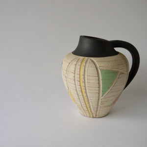1950's Vintage East German pottery black yellow ceramic vase