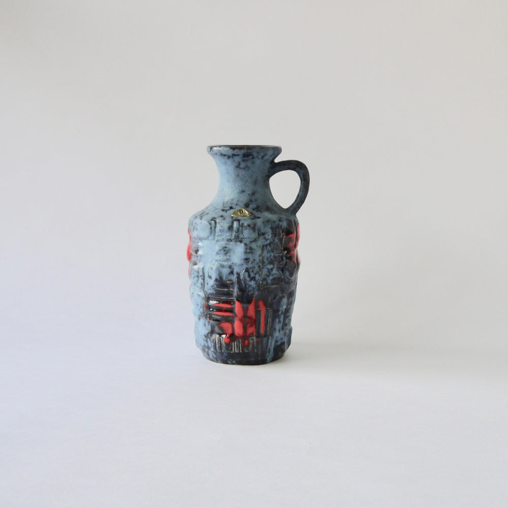 1970's Vintage East German pottery gray red vintage ceramic vase