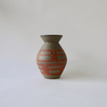 1970's Vintage East German pottery ceramic vase,orange,green,gray