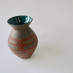 
            
                Load image into Gallery viewer, 1970&amp;#39;s Vintage East German pottery ceramic vase,orange,green,gray
            
        