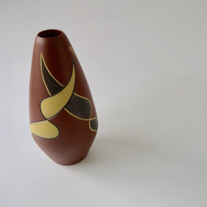 1950's Vintage East German pottery Outstanding sgraffito ceramic vase