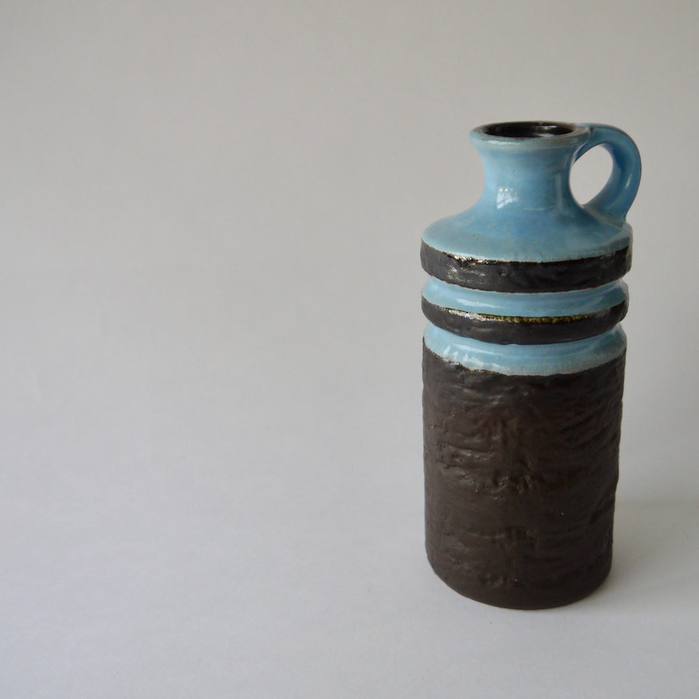1970's Vintage East German pottery blue brown vintage ceramic vase