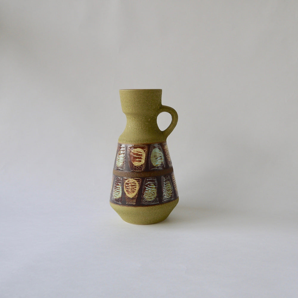 1950's Vintage East German pottery tall matt green ceramic vase