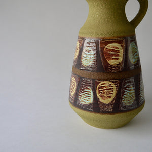 1950's Vintage East German pottery tall matt green ceramic vase