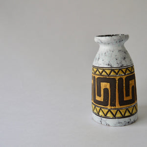 1970's Vintage East German pottery Yellow and white ceramic vase
