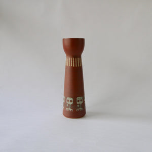 1960's Vintage East German pottery tall brown yellow vintage ceramic vase