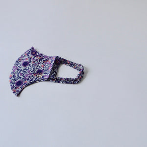INDIA COTTON HAND PRINT MASK (pink&purple small flower)